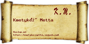 Kmetykó Metta névjegykártya